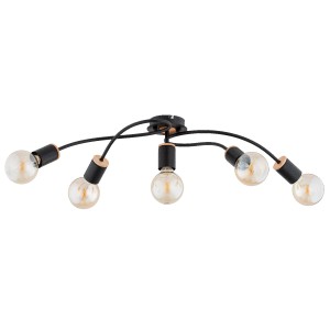 Lampa sufitowa GERSO czarna/drewniana 5xE27 63286 Alfa