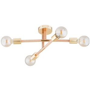Lampa sufitowa OTELLO drewniana & złota 4xE27 63276 Alfa