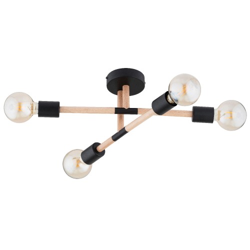 Lampa sufitowa OTELLO drewniana/czarna 4xE27 63274 Alfa