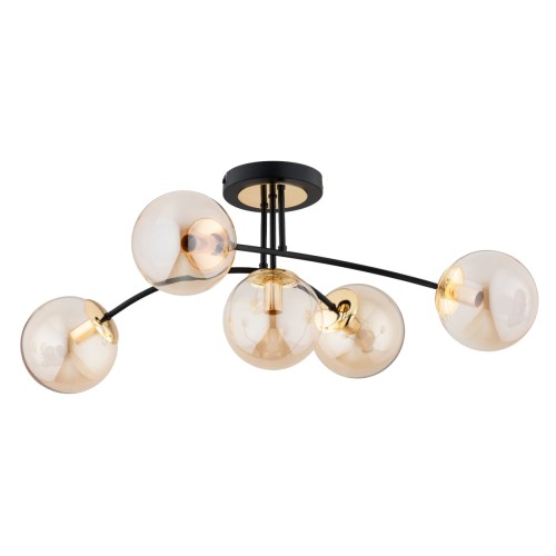 Lampa sufitowa LATINA czarny/złoty 5xE14 63272 Alfa