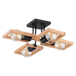 Lampa sufitowa REZON drewniana 4xE27 63265 Alfa