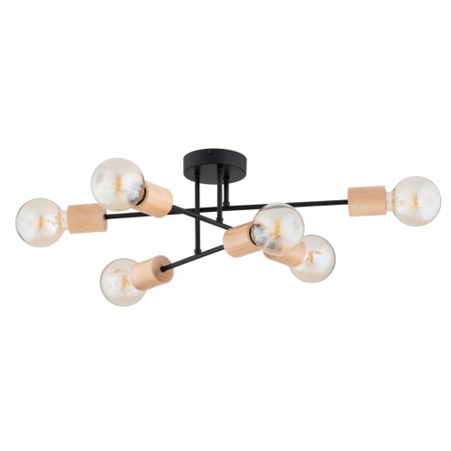 Lampa sufitowa LA-STENA czarna 6xE27 63250 Alfa