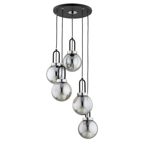 Lampa wisząca ATORI czarna/chrom 5xE14 63247 Alfa