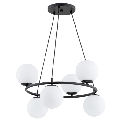 Lampa wisząca RINGO R6 czarna/biała 6xE14 63246 Alfa