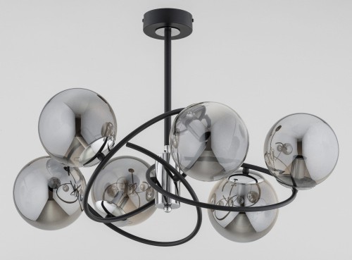Lampa sufitowa WIROMAT czarna/chrom 6xE14 63236 Alfa