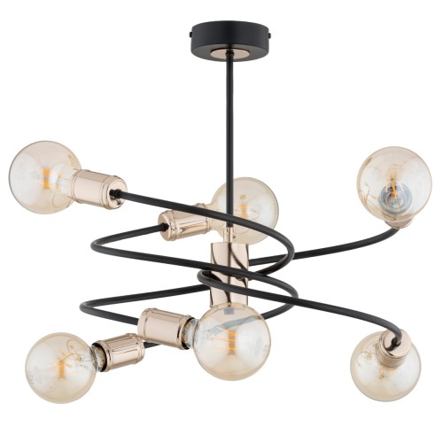 Lampa sufitowa DISCO złota & czarna 6xE27 63233 Alfa