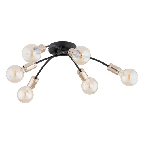 Lampa sufitowa LENSI czarny/złoty 6xE27 63228 Alfa