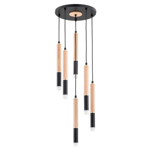 Lampa wisząca RODEO drewniana 6xG9 63218 Alfa