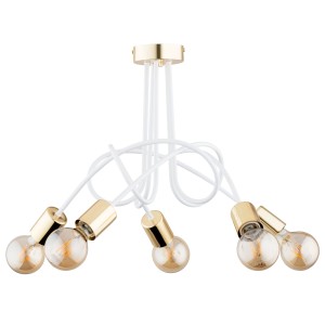 Lampa sufitowa TANGO biało/złota5xE27 63211 Alfa