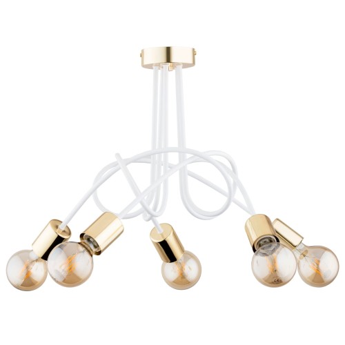 Lampa sufitowa TANGO biało/złota5xE27 63211 Alfa