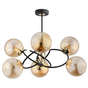 Lampa sufitowa ORBITA MIX czarno/złota 6xE14 63185 Alfa