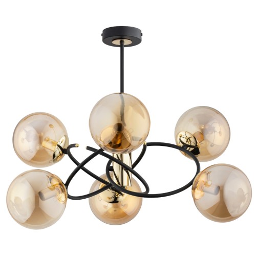 Lampa sufitowa ORBITA MIX czarno/złota 6xE14 63185 Alfa