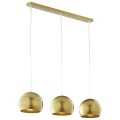 Lampa wisząca YODA GOLD ORBIT na podłużnej listwie z 3 złotymi, metalowymi kloszami TK Lighting