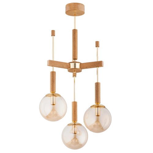 Lampa sufitowa GIDIA drewniana & złota 3xE14 62522 Alfa