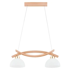 Lampa wisząca NASA drewniana & złota 2xE27 62505 Alfa