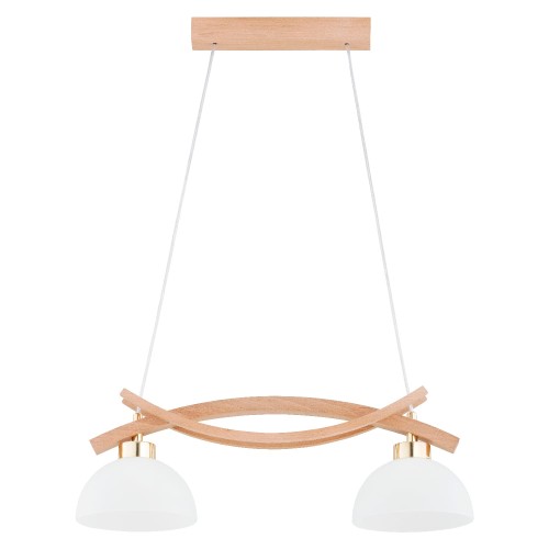 Lampa wisząca NASA drewniana & złota 2xE27 62505 Alfa