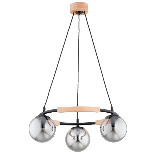 Lampa wisząca AKSJA drewniana/czarna 3xE14 62491 Alfa