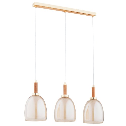 Lampa wisząca LISSY drewniana & złota 3xE27 62489 Alfa