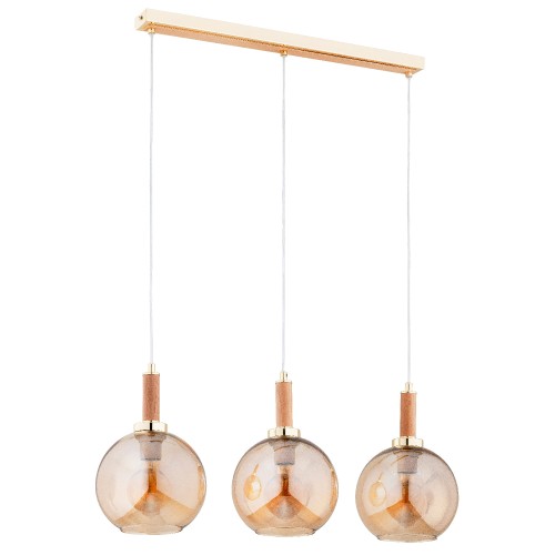 Lampa wisząca HETTY drewniana & złota 3xE27 62487 Alfa