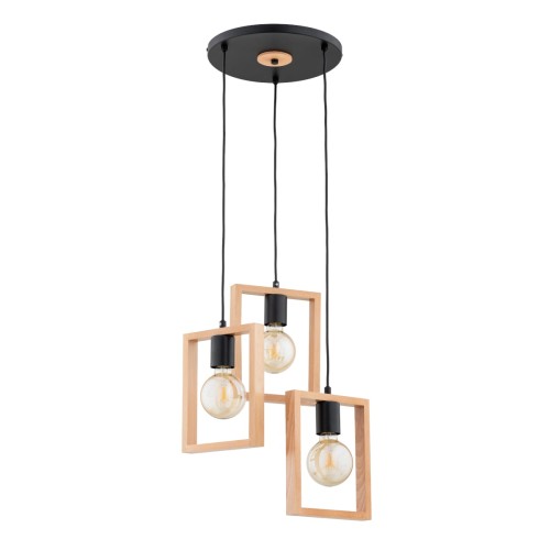 Lampa wisząca REZON drewniana 3xE27 62465 Alfa