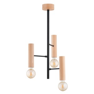 Lampa sufitowa FLARA drewniana/czarna 3xE27 62458 Alfa