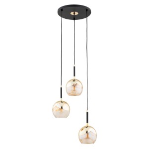 Lampa wisząca PRADA złota & czarna 3xE27 62452 Alfa