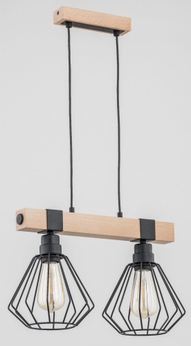 Lampa wisząca FIBIA drewniana 2xE27 62000 Alfa