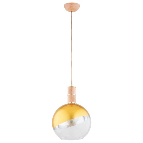 Lampa wisząca LIVO drewniana & złota 1xE27 61399 Alfa