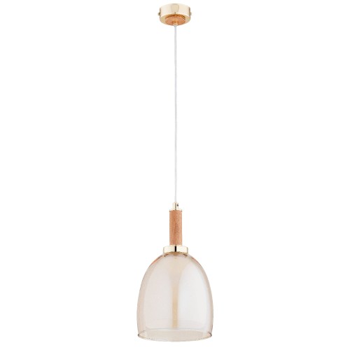 Lampa wisząca LISSY drewniana & złota 1xE27 61397 Alfa