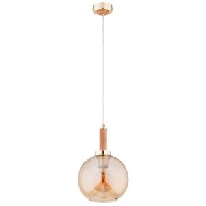 Lampa wisząca HETTY drewniana & złota 3xE27 61393 Alfa