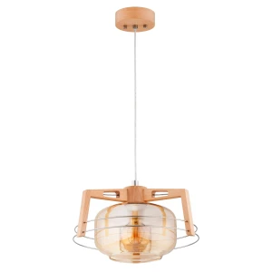 Lampa wisząca ISKAR drewniana 1xE27 61366 Alfa