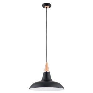 Lampa wisząca DORO R-3 czarna/drewniana 1xE27 61362 Alfa