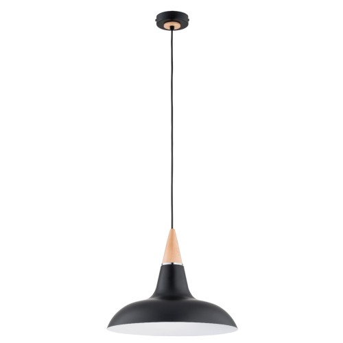 Lampa wisząca DORO R-3 czarna/drewniana 1xE27 61362 Alfa