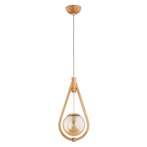 Lampa wisząca GOTA drewniana 1xE27 61215 Alfa