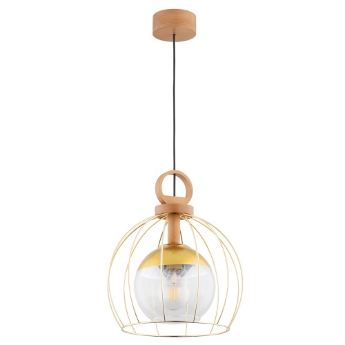 Lampa wisząca AVATAR drewniana 1xE27 61177 Alfa
