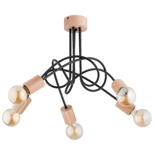 Lampa sufitowa TANGO drewniana 5xE27 27435 Alfa