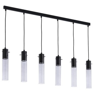 Lampa wisząca LOOK GRAPHITE na czarnej listwie z 6 kloszami z grafitowego szkła TK Lighting