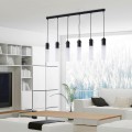 Lampa wisząca LOOK GRAPHITE na czarnej listwie z 6 kloszami z grafitowego szkła TK Lighting