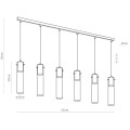 Lampa wisząca LOOK GRAPHITE na czarnej listwie z 6 kloszami z grafitowego szkła TK Lighting