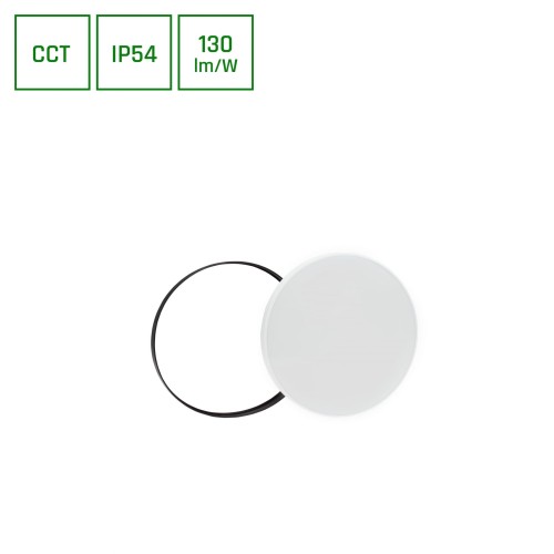Plafon okrągły biały z czarnym wymiennym ringiem 25cm 18W LED zmienna barwa IP54 Spectrum