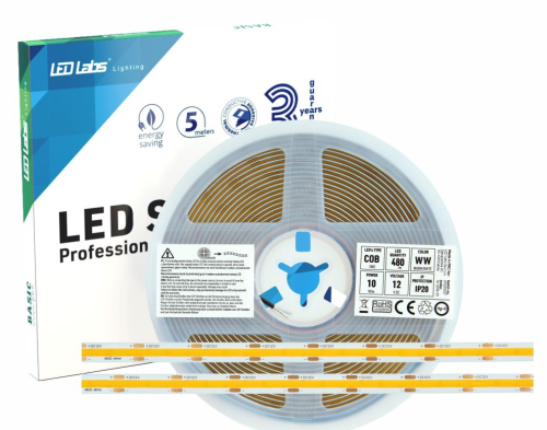 Taśma LED COB 10W/m barwa 4000K neutralna profesjonalna 850l/m 12V DC 