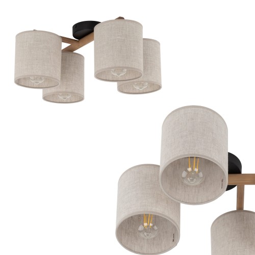 Lampa sufitowa DEVA kolor Czarny / jasne drewno 6866 TK Lighting