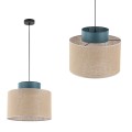 Lampa wisząca z kloszem zielonym i w kolorze juty DUO JUTA GREEN 1xE27 3256 TK Lighting