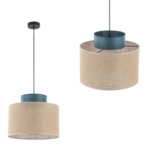 Lampa wisząca z kloszem zielonym i w kolorze juty DUO JUTA GREEN 1xE27 3256 TK Lighting