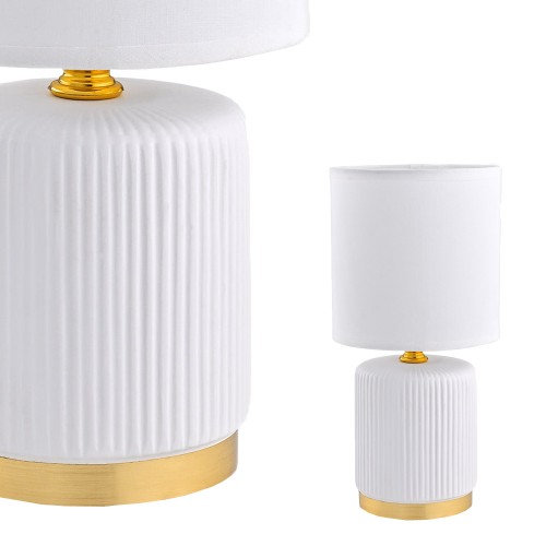 Lampka nocna biała z kloszem w kształcie walca – abażur HS8720-WH Zuma Line