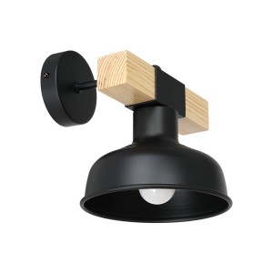 Milagro Kinkiet FARO BLACK/NATURAL WOOD 1xE27 60W MLP7455
