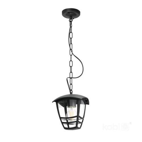 Lampa wisząca ogrodowa latarenka TEVIO W 1xE27 IP54 czarna Kobi