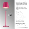Lampka stołowa BOTERIA różowa LED przenośna z dotykowym ściemniaczem 19251-87 Just Light