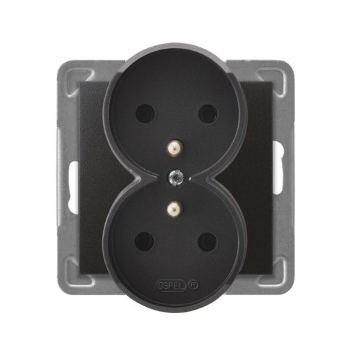 Gniazdo podwójne z uziemieniem do ramek Antracyt - GP-2YRAZ/m/50