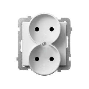 Gniazdo podwójne bez uziemienia Biały połysk - GP-2RR/m/00